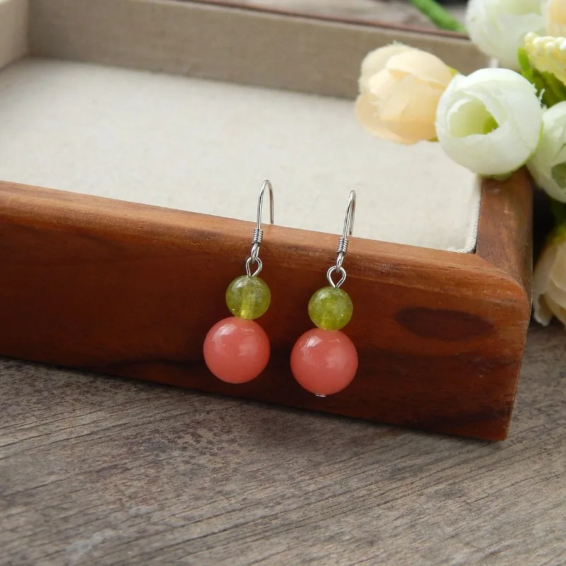 New High-ice Orange Red Bead Earrings, Classic Vintage Earrings
