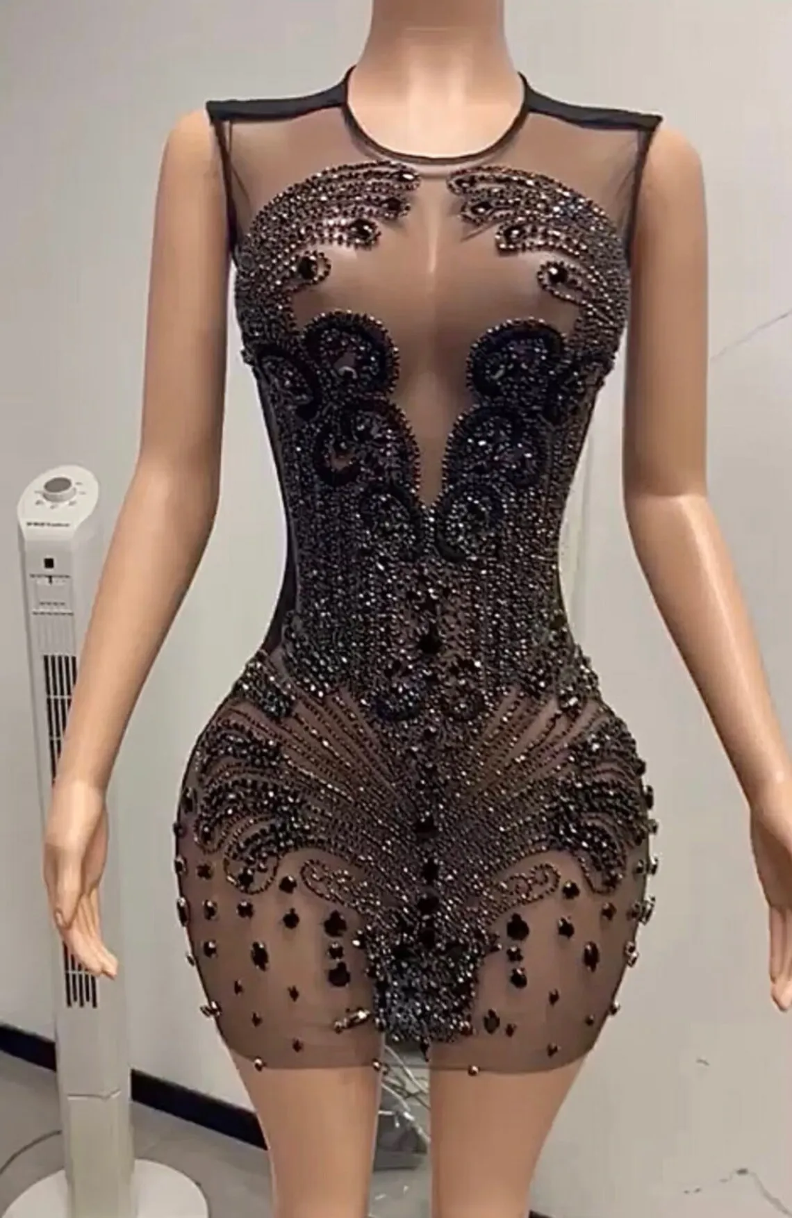 Black Sheer Diamond African Cocktail Dresses Beaded Birthday Party Dresses Short Prom Dresses Black Girls Homecoming Customized