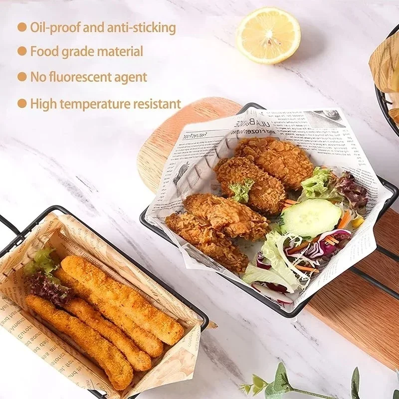 Sandwich Air Fryer Paper Wrappers Food Waxed Paper Home Baking Supplies Oil-proof Disposable Toast Bread Hamburger Fries Kitchen