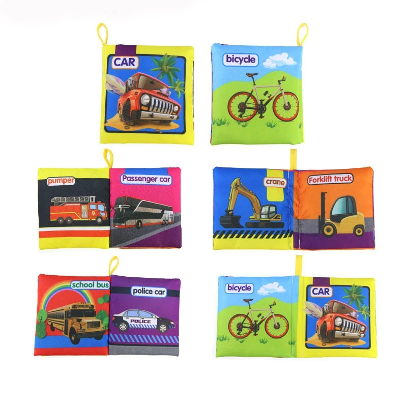 6 buah mainan pendidikan anak bayi baru lahir kain lembut buku kain suara kerut-kerut mainan pendidikan pembelajaran dini bayi untuk anak-anak