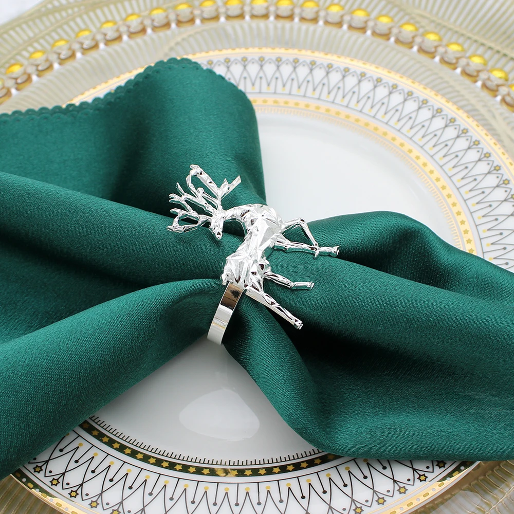 Anéis De Guardanapo De Prata Suporte Para O Natal, Árvore De Natal, Coroa, Floco De Neve, Alce, Decoração De Mesa, Feriado, Festa De Casamento, 1Pc