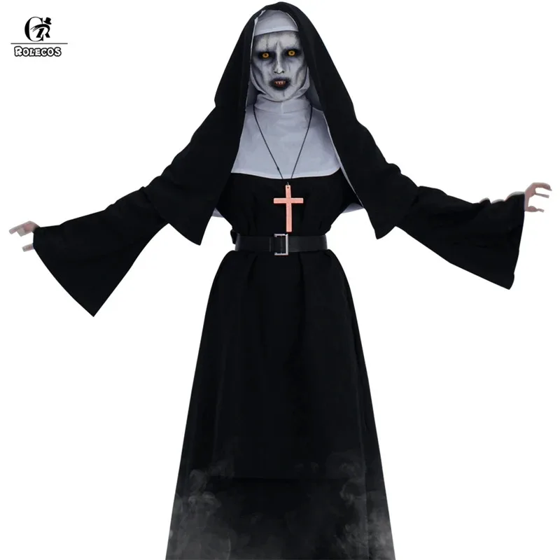 

ROLECOS The Nun Cosplay Costume Horror Films Cosplay Cross Ghost Halloween Costume The Conjuring Black Women Halloween Costume
