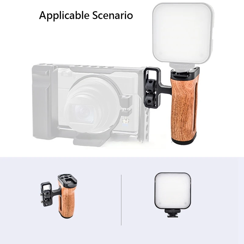 Деревянная рукоятка для фото, расширенная клетка, деревянная рукоятка, Холодный башмак для микрофона, видео светильник