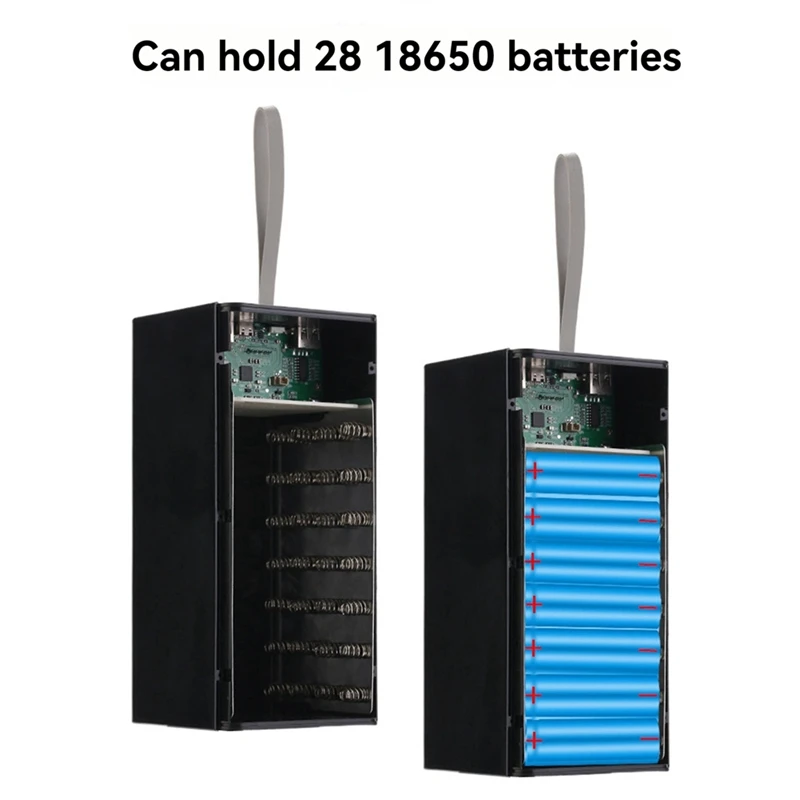 22.5W DIY Powers Bank Box With Fast Charging And LCD Display Removable Mobile Power Box For 28X18650 Battery Outer Case