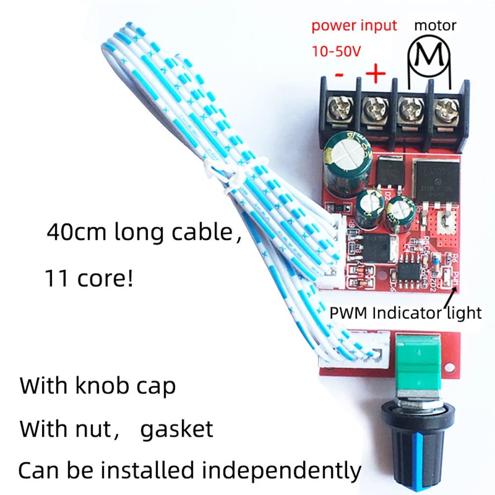 DC 10V-50V 15A DC PWM Modulo regolatore di velocità del motore LED Dimmer Scheda LED ad alta potenza Modulo regolatore di velocità con interruttore