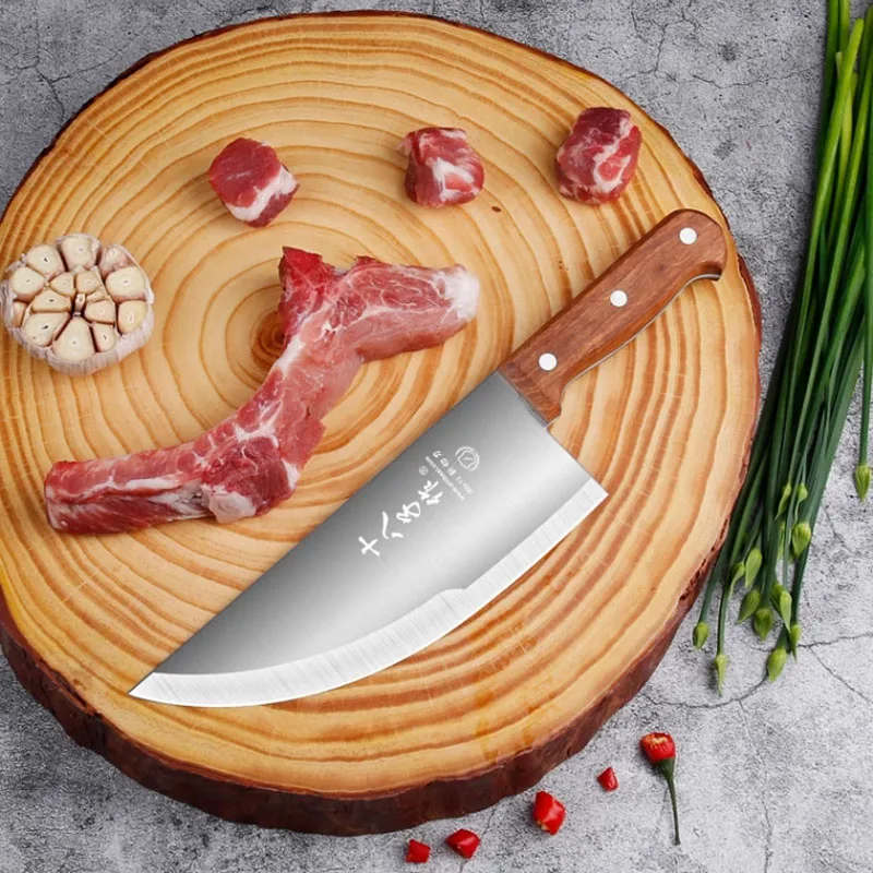 Shibazi Stainless Steel Slaughter Butcher Knife Supermarket Kill Pork Sheep Knives Chef Cutter Barbecue Split Knife Slicing Tool