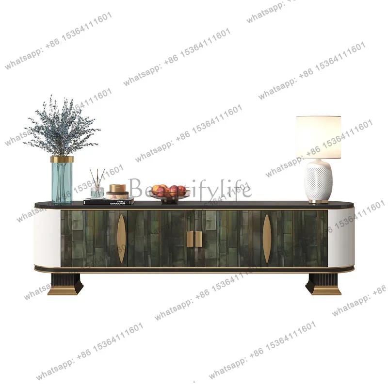 

American light luxury solid wood painted TV cabinet living room wall decorative storage cabinet