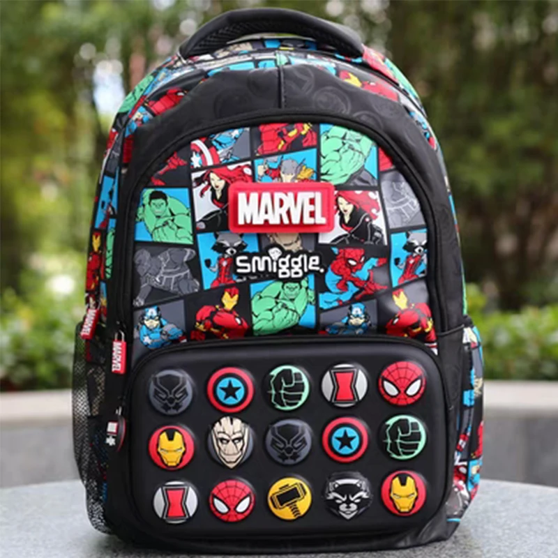 Marvel Smiggle School Bag Superhero Boys Backpack Iron Man Spiderman Student 6-12 Years Old Lightweight Load-reducing Backpack