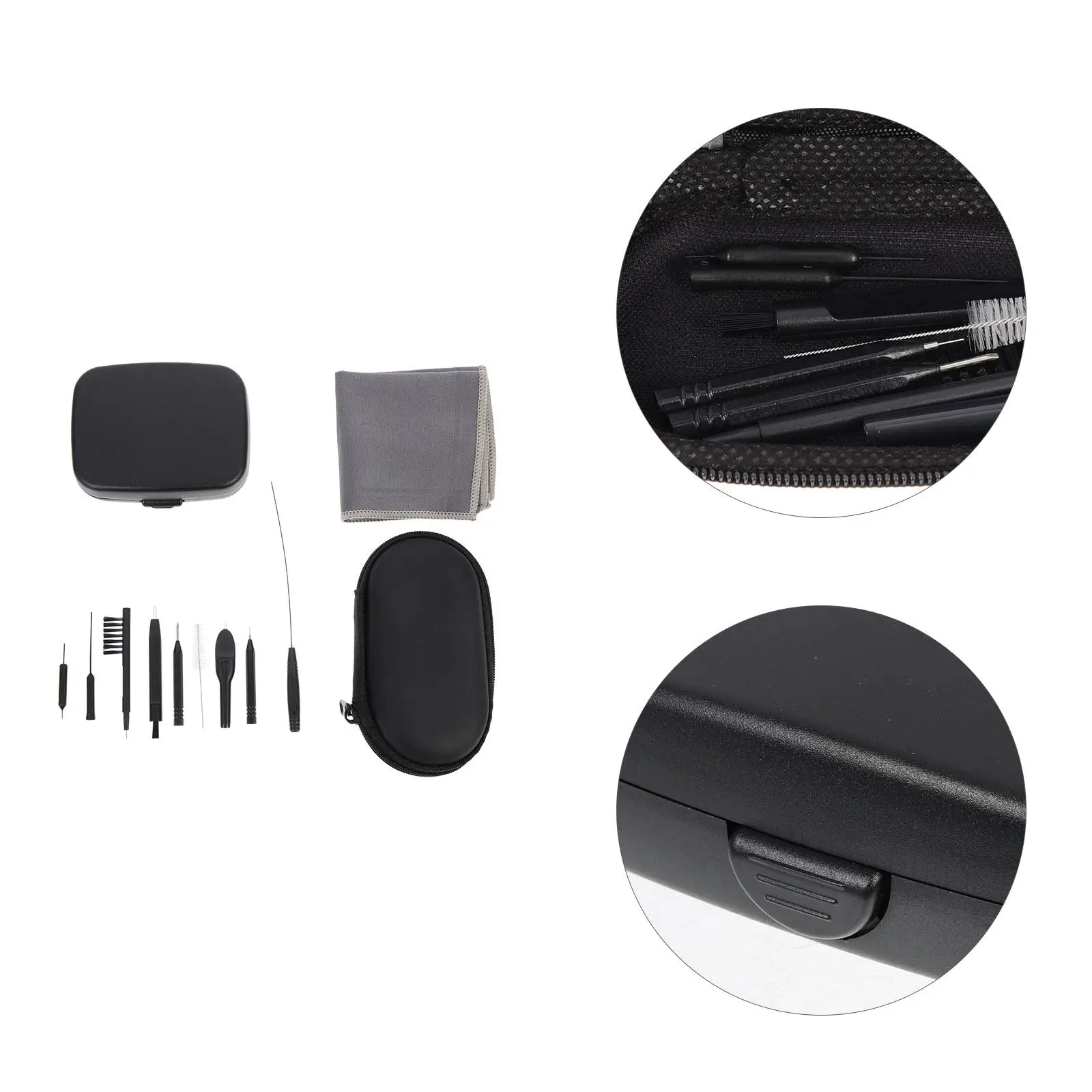 1Set Hearing Aid Cleaning Tool Set Portable Compact Hearing Aid Cleaner Kit Zipper Storage Box for Daily Earwax Removal
