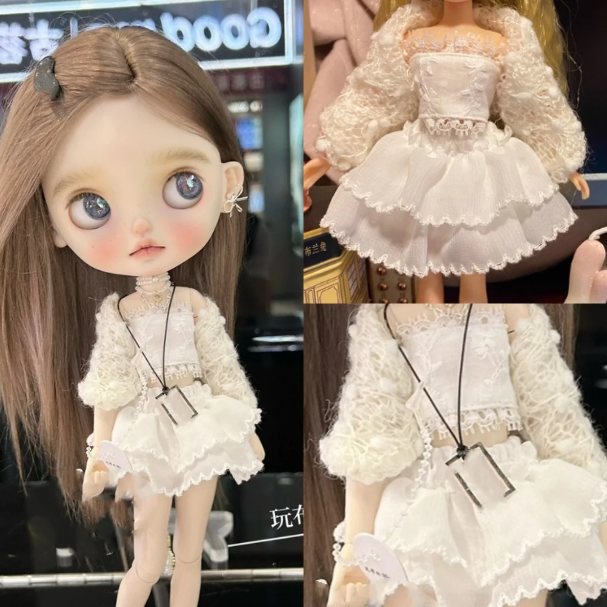 

Blyth OB24 Azone19 Sweet Cute White Knitted Shawl White Skirt Accessory Clothing Accessory Fit Girl Action Figure Toys