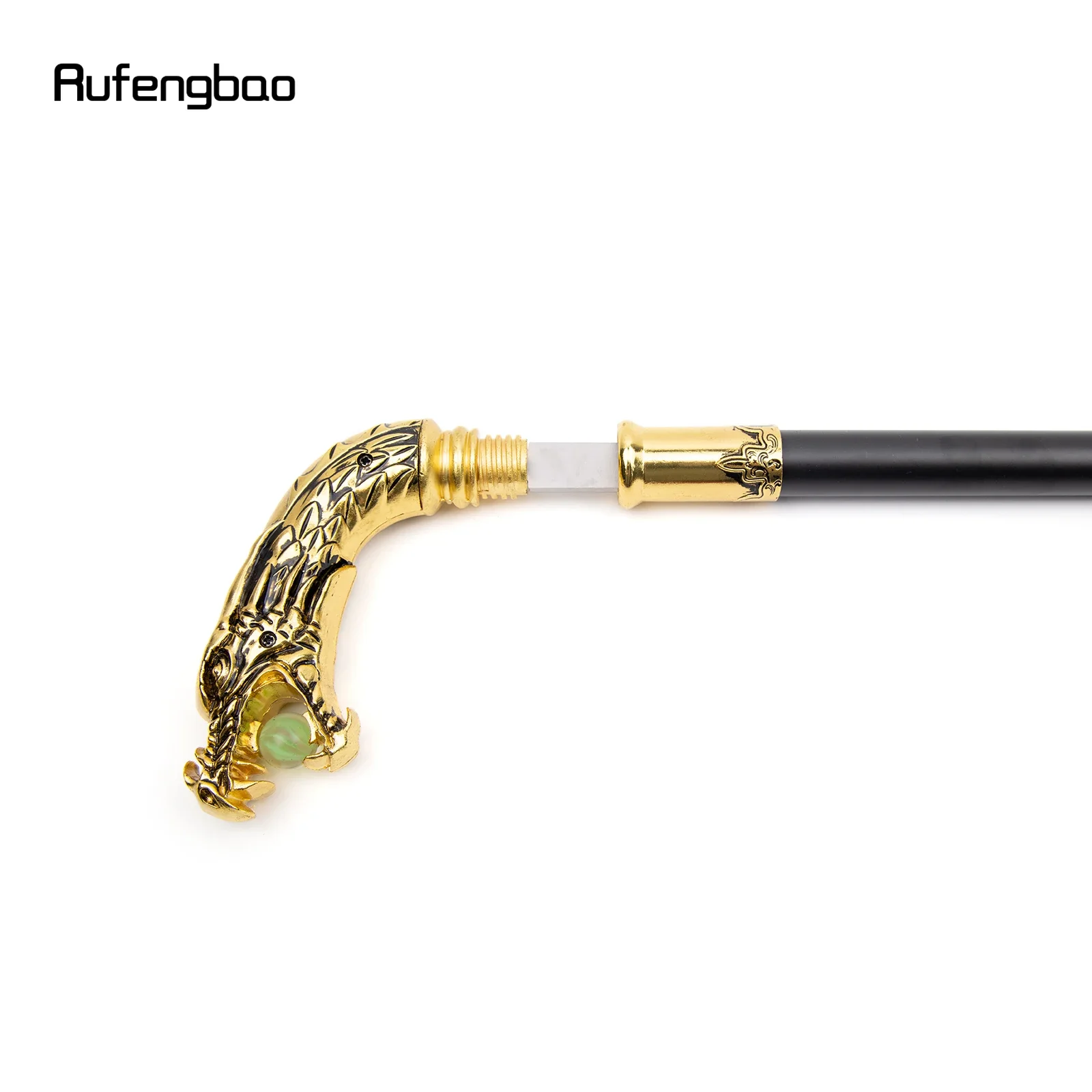 Golden Black Dragon Handle Luxury Walking Stick with Hidden Plate Self Defense Fashion Cane Plate Cosplay Crosier Stick 90cm