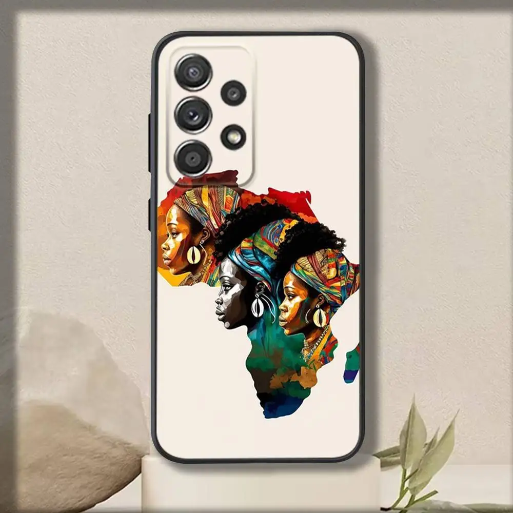 حافظة هاتف خريطة أفريقيا Geogra لهاتف سامسونج S 25,24,23,22,30,21,10,9,Ultra,Plus,Lite,FE,4,5G حافظة سوداء ناعمة