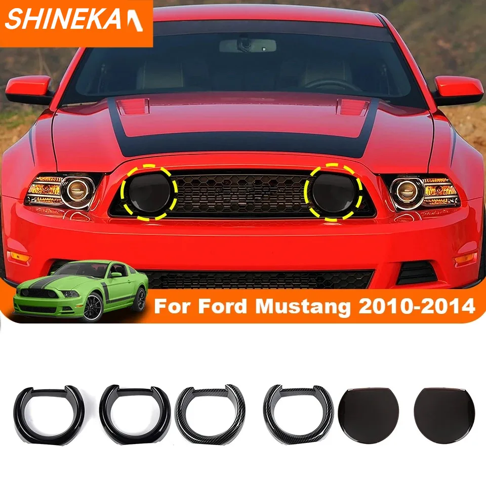 SHINEKA ABS Car Front Grille Light lamp Decoration Cover Trim For Ford Mustang 2010 2011 2012 2013 2014 Exterior Accessories