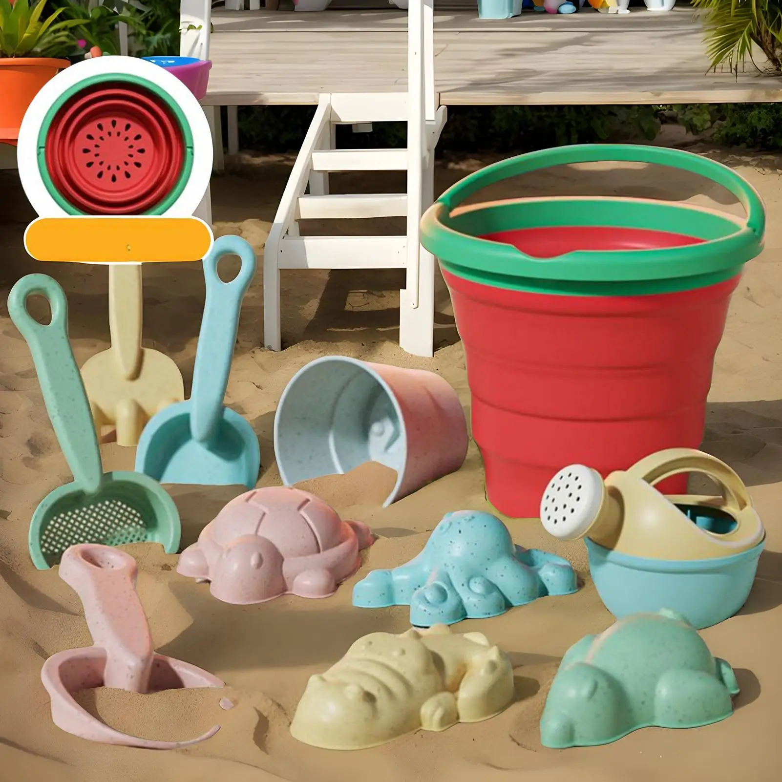 Ensemble d'eau de jeu de sable de plage, seau pliant, jouets d'été pour enfants, jeu de plein air, accessoires de bac à sable, 11 pièces