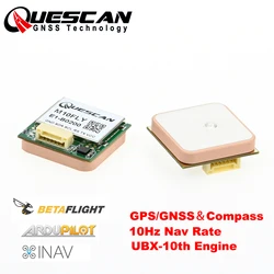 Quescan 25 ミリメートル * 25 ミリメートル M10FLY 10Hz M10 GPS モジュールドローン用コンパス付き FPV GPS モジュール Betaflight Ardupilot INAV GPS GNSS センサー