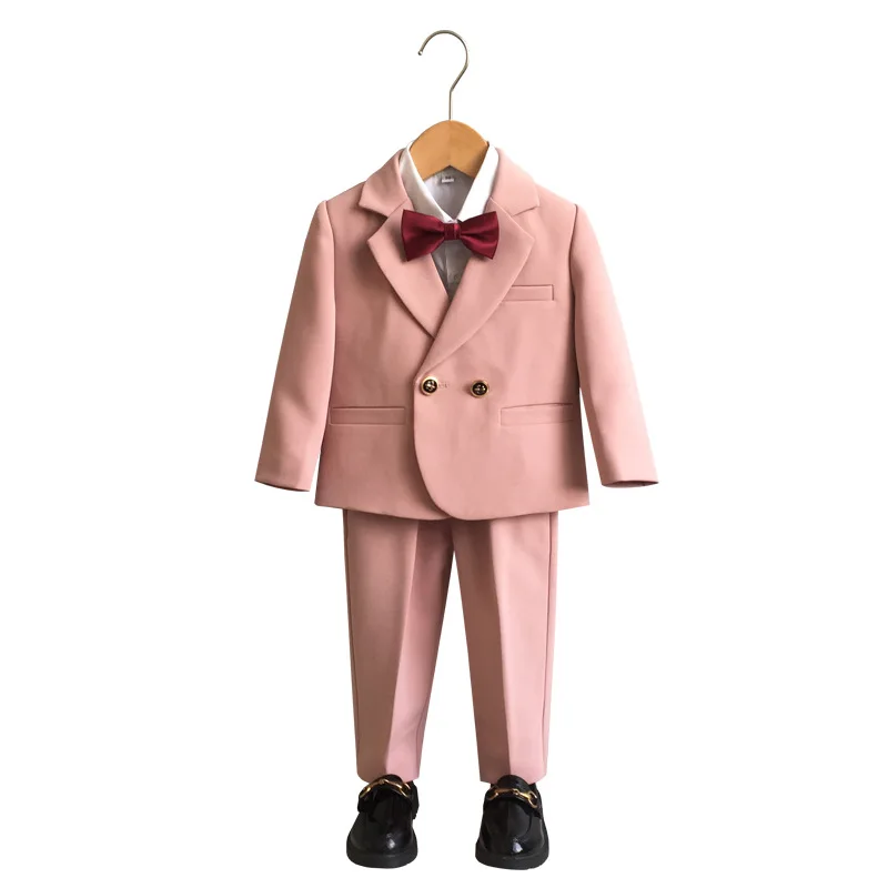 

Wedding Suit For Boys Children Stage Performance Formal Pink Suit Kids School Graduation Suit Girls Piano Ceremony Costume