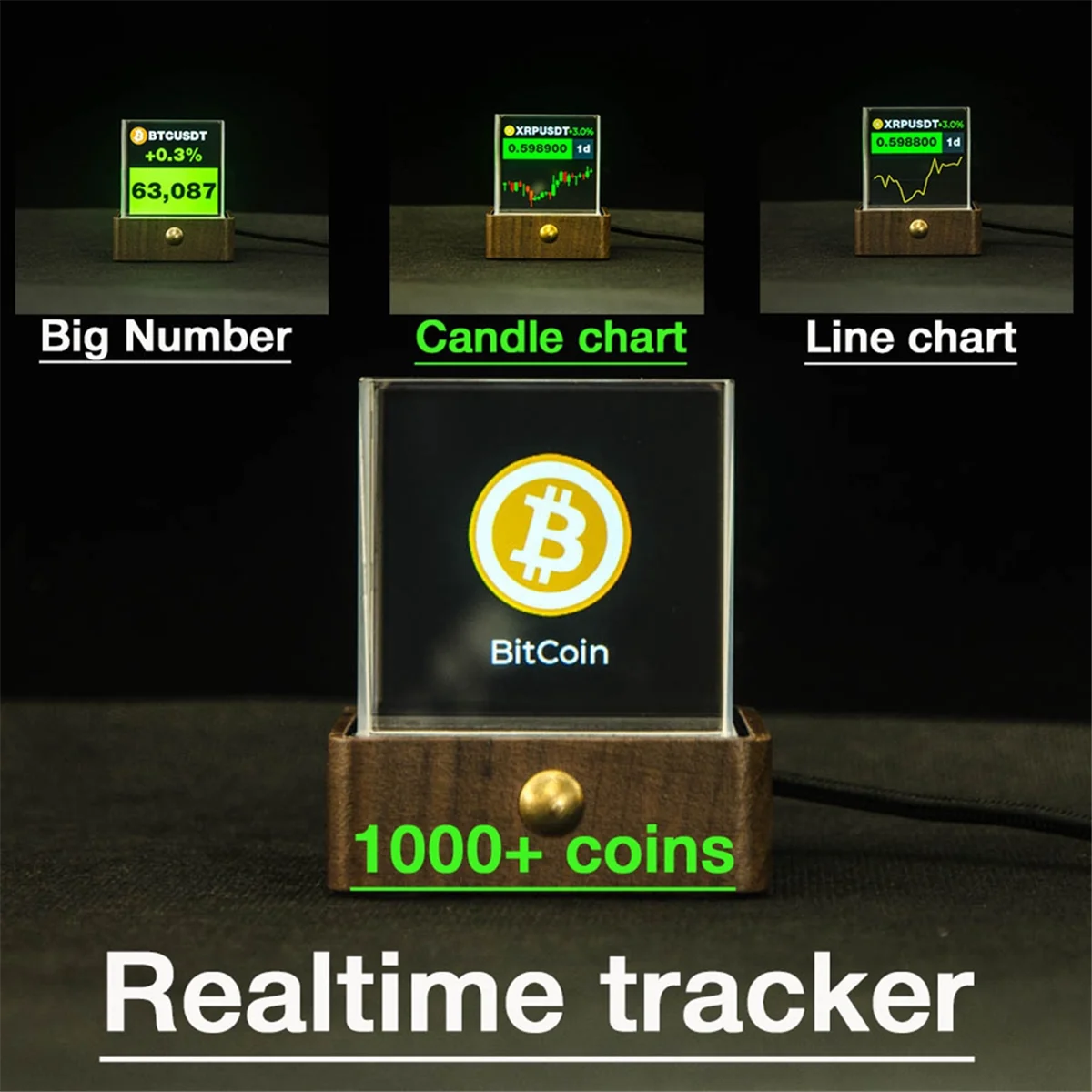 

Crystal Clock Bitcoin Stock Ticker Monitor Digital Display Clock Weather Temperature Humidity Personalized Picture Playback