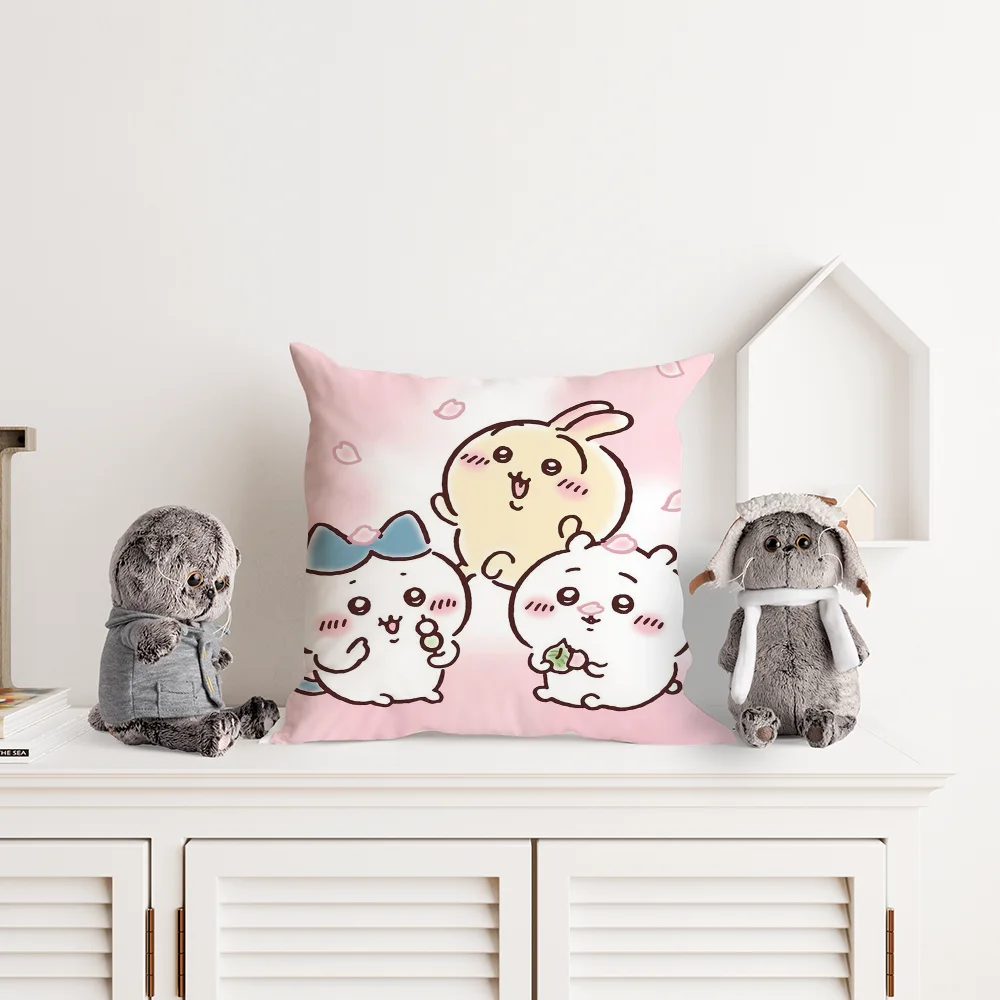 Kawaii C-ChiikawaS Pillow Case Plush Fabric Soft Pillowcase Double Sided Print Cushion Cover Household Gifts