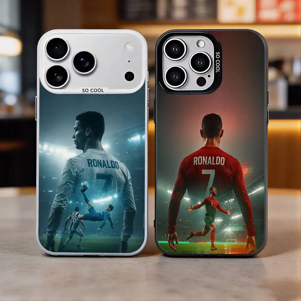 

Football R-Ronaldo Colorful Silver Back Phone Case For IPhone 17 16 15 14 13 12 11 Plus Pro Max Plus
