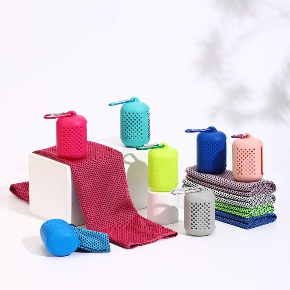 Portable Polyester Cooling Towel Microfiber Absorbent Quick Dry Towel Silicone Boxed Microfiber Towel Camping