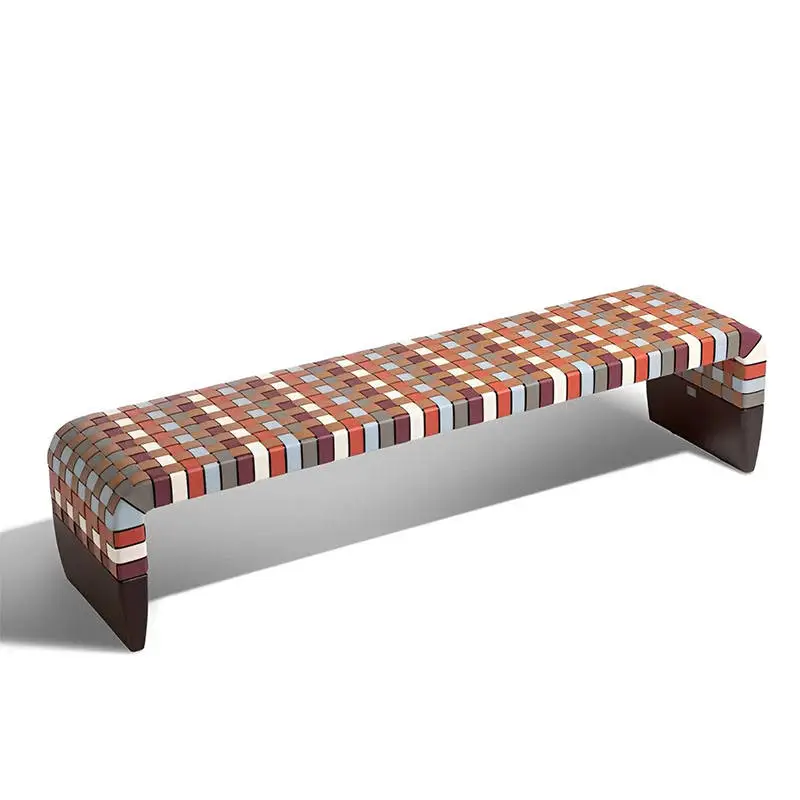 

Art designer colorful solid wood bench, suitable for family bedroom bedside shoe bench, apartment school modern multi-functional
