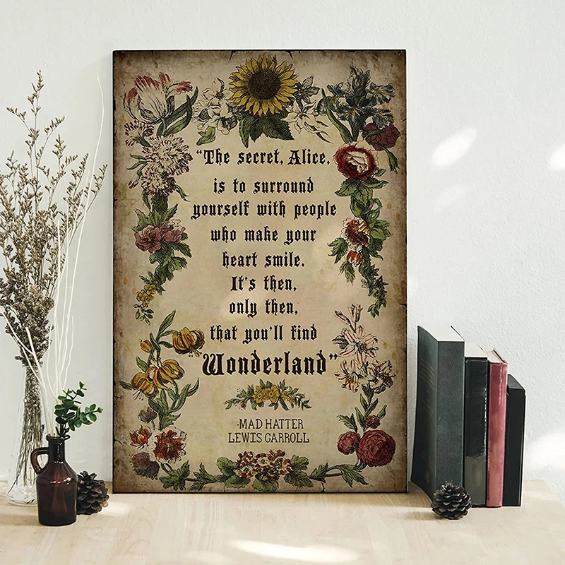 Inspirational Quote Alice In Wonderland Posters Prints Canvas Painting Cartoon Retro Wall Art For Living Room Home Decoration