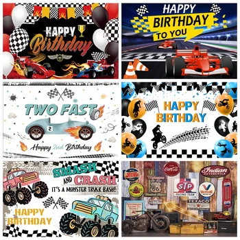 Motokros Araba Yarışı Fotoğraf Backdrop Motosiklet Iki Hızlı Tema Erkek Çocuklar Racer Doğum Günü Partisi Dekor Arka Plan Fotoğraf Stüdyosu