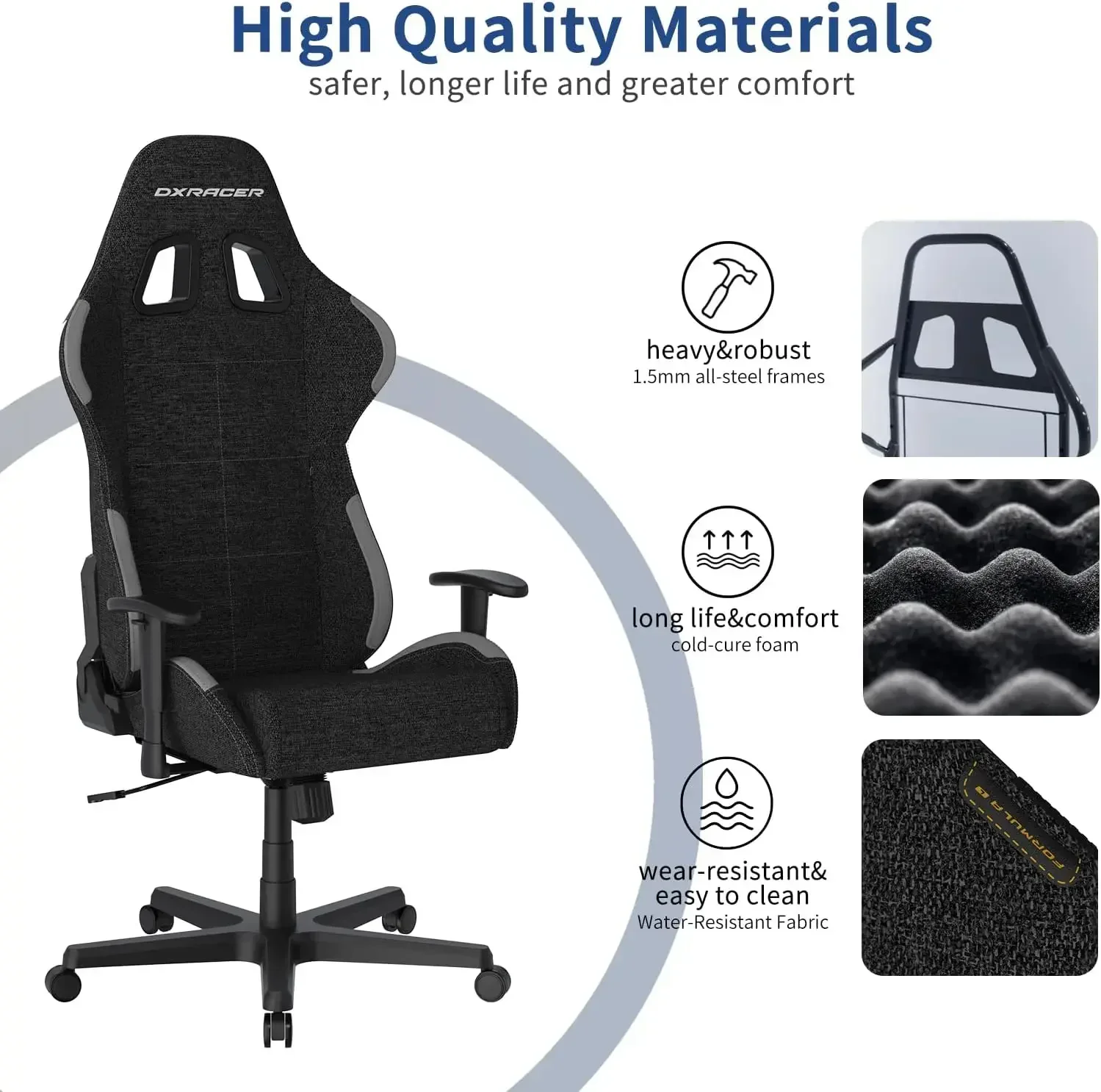 

Бестселлер: Эргономичное кресло для компьютера и видеоигр, с подголовником из пены с эффектом памяти, поясничной поддержкой, из водостойкой ткани, черно-серое