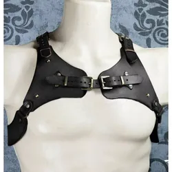 Steampunk Gothic Leather Straps Crop Top Men Women Shoulder Chest Armor Harness Belt Medieval Pirate Cosplay Costume For Party