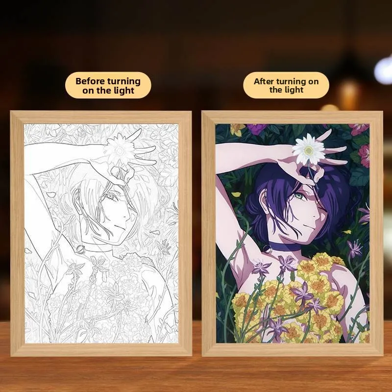 

22cm/8.66in 3D Anime Figures Light Painting Rese Lamp Led Creativity Peripherals Night Birthday Gifts Display Bedroom Decoration