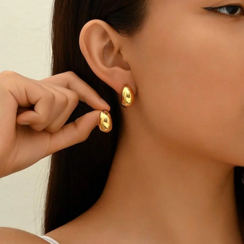 Water Thick Gold Glossy Earrings Hanging Fashion Teardrop