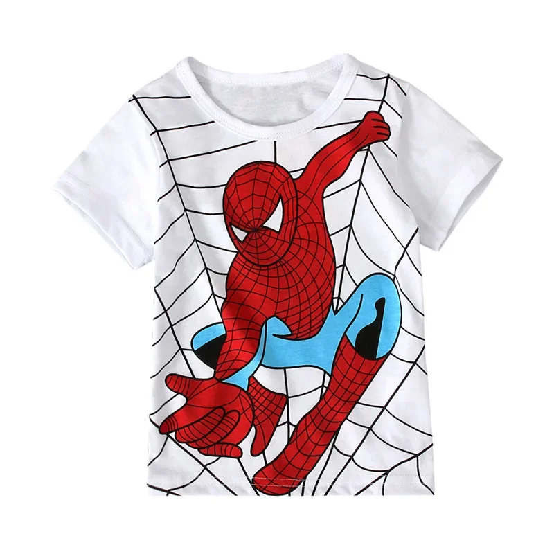 Disney Cartoon Wonder Kinderprint Katoenen T-Shirt Met Korte Mouwen Zomer Spider-Man Jongens Vrijetijdskleding Sportkleding 3-8 Jaar Oud