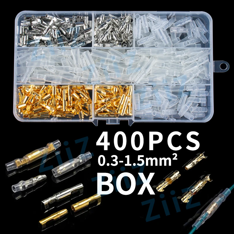400 sztuk w pudełku ZiiZ 4.0 bullet zaciskany terminal samochodowy przewód elektryczny średnica złącza 4mm żeński + męski + obudowa zacisk do tłoczenia na zimno