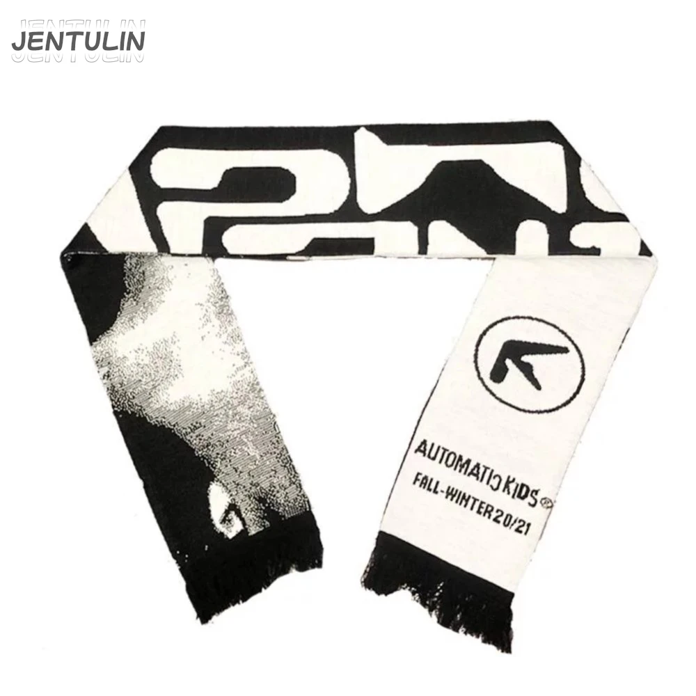 Men Scarf Winter Y2k Streetwear Black Knitted Aphex Twin Goth Shawl Scarves Korean Harajuku Hip Hop Punk Warm Unisex Accessories