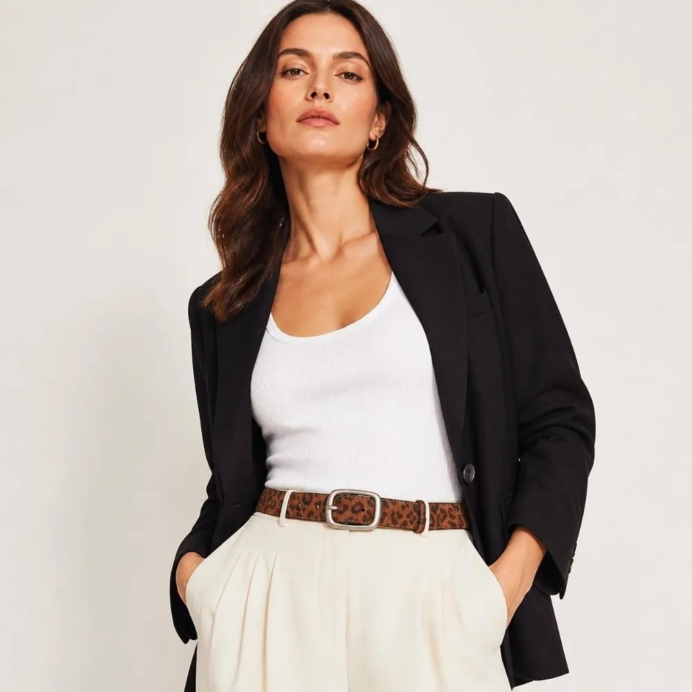 Y2K Style Leopard Print Waist Belt Needle Buckle Adjustable Fashion Belt Gold/Silver Buckle Women's Belt Jeans Dresses