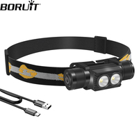 BORUiT New D25 LED Mini Headlamp 3000LM Type-C Rechargeable High Power Headlight Head Torch Waterproof Camping Fishing Lighting