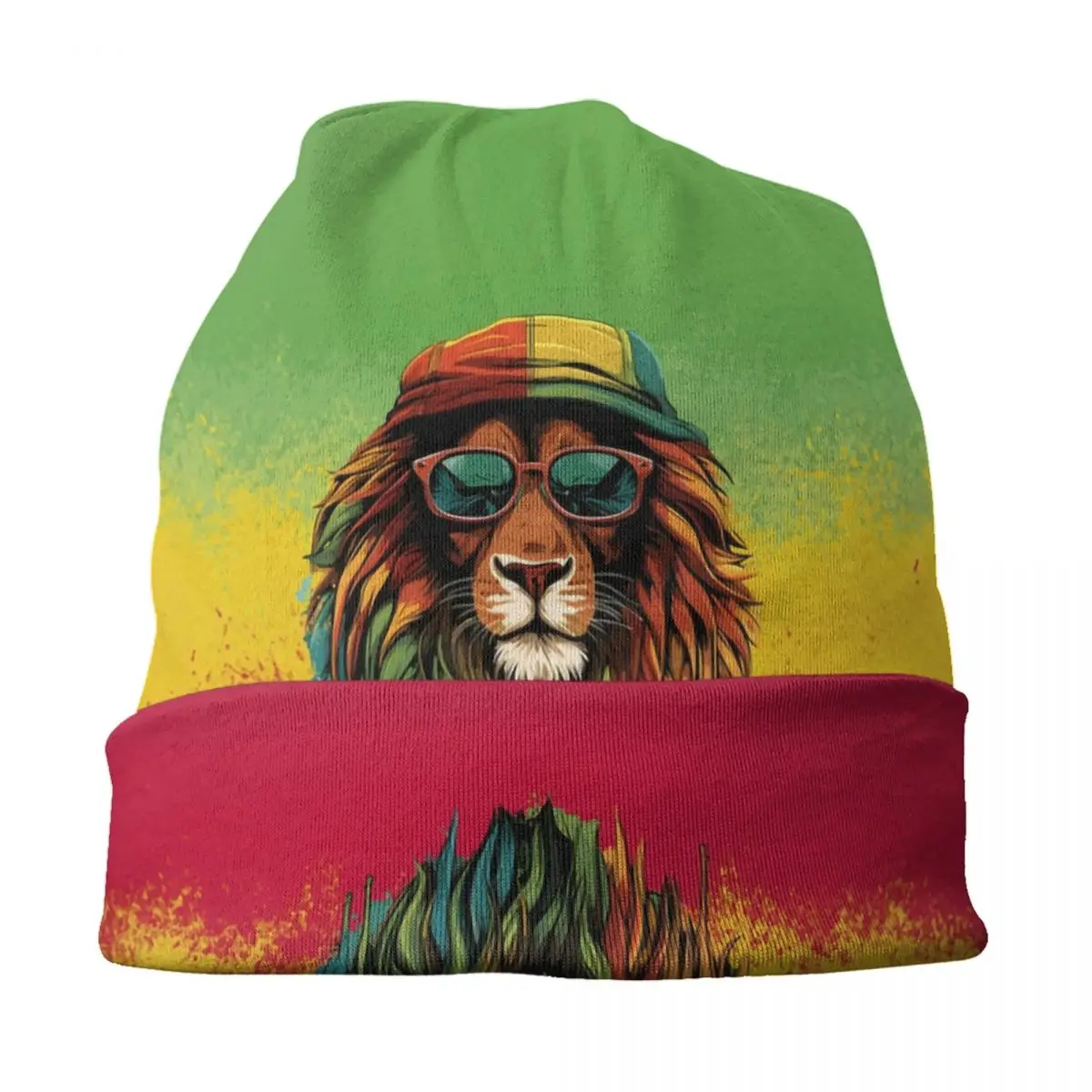 Custom Jamaican Reggae Rasta Lion Beanie Cap Unisex Winter Warm Bonnet Homme Knitting Hats Jamaica Flag Skullies Beanies Hat view 3
