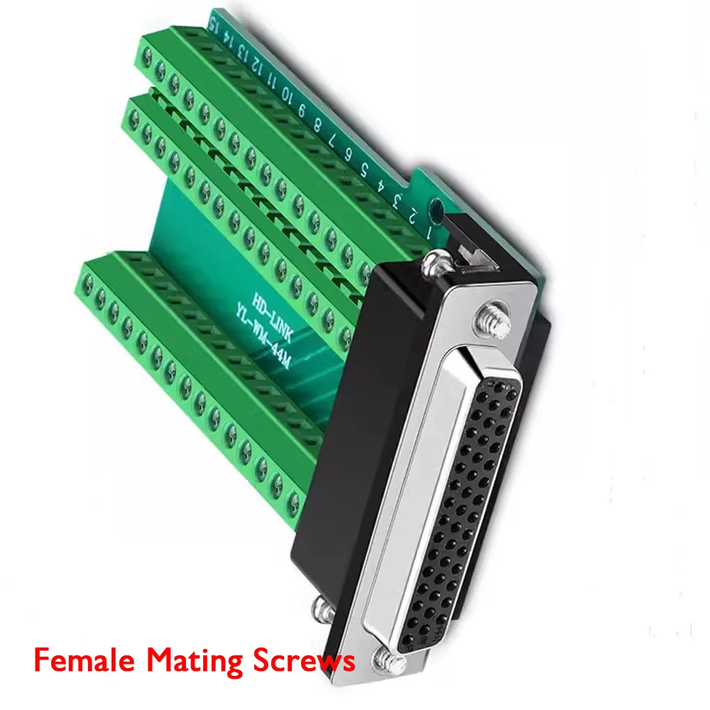 HDB44 Solderless Header 3 Rows 44 Pin Female Male Mini Terminal Wiring PCB Board Adapter DIN Rail Mount Connector