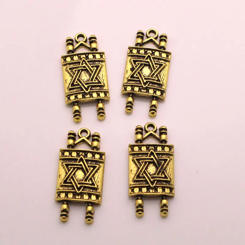 Sefer torah scroll star of David jewish charm 4 pcs/lot