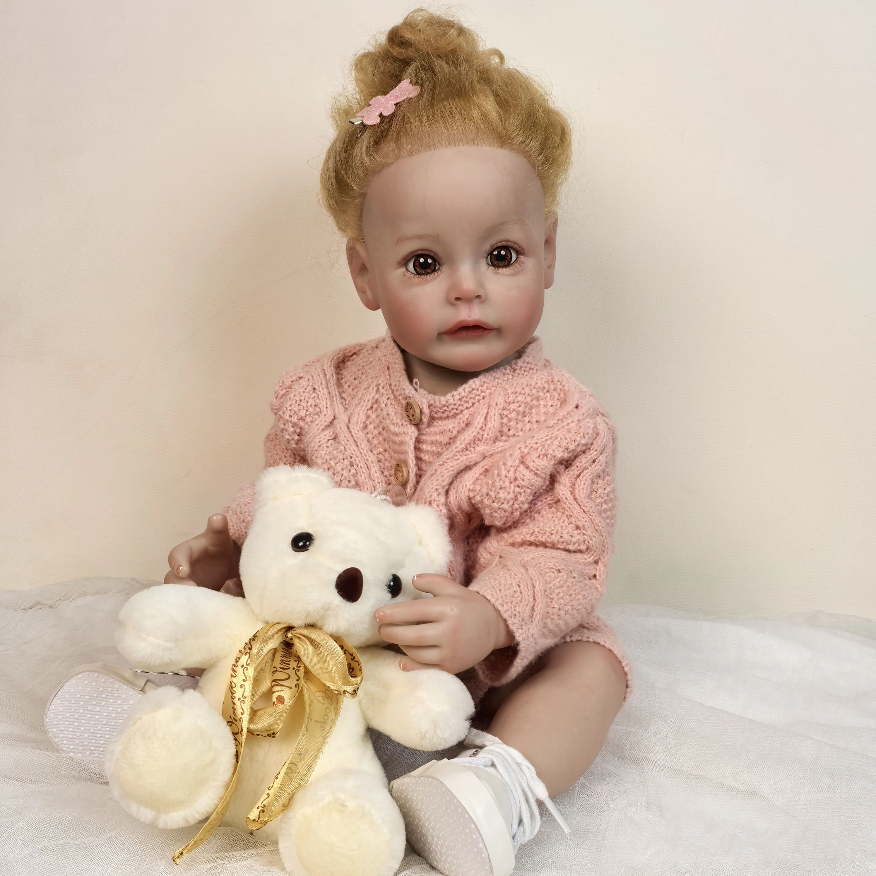 55 cm/22 inch Realistic Girl Reborn Baby Doll Silicone Vinyl Full Body Doll Reborn with 3D-Painted Birthday XMAS Easter Gift Toy