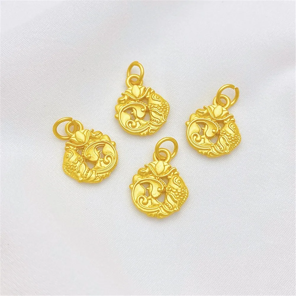 Ancient French Gold Lotus Carp Have More Than Every Year Charm Pendant DIY Jewelry Beads for Necklace Bracelet Craft Accessories