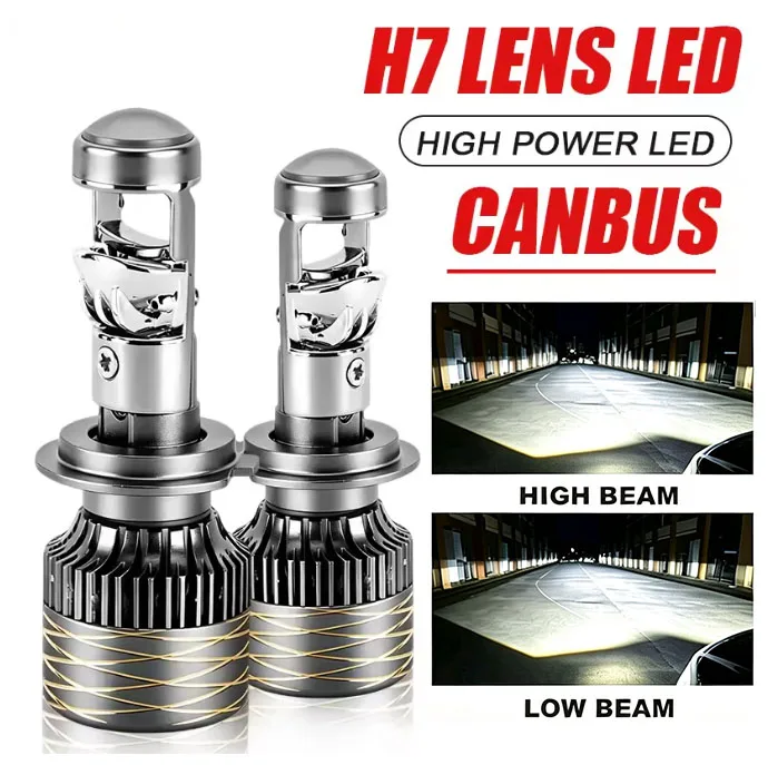 Canbus Error‑Free LED Projector Bulbs 6000K Mini Turbo H4 H7 H8 H11 9005 9006 HB3 HB4 Car Moto Headlight Fog Light Replacement