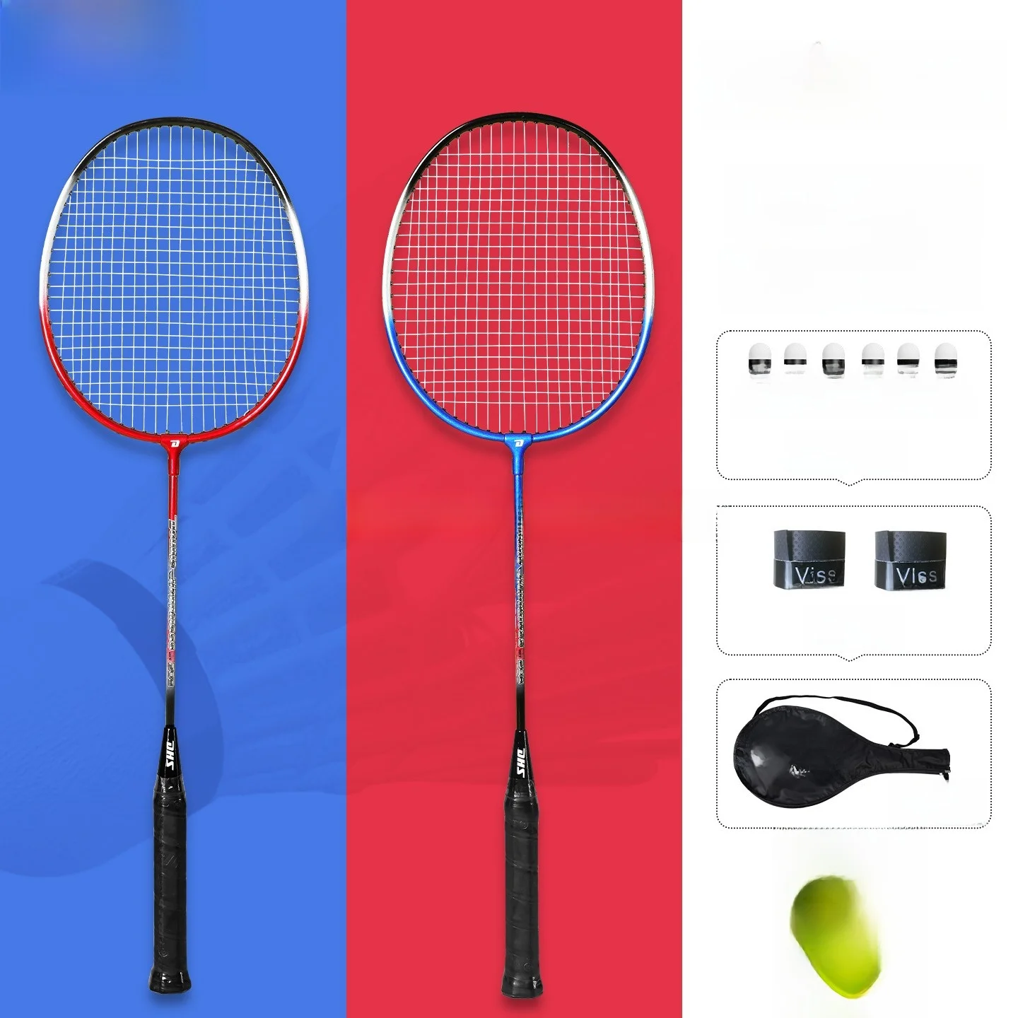 超軽量プロ仕様バドミントンラケットセット-トレーニングと試合用-耐久性があり摩耗に強い-大人と学生に最適