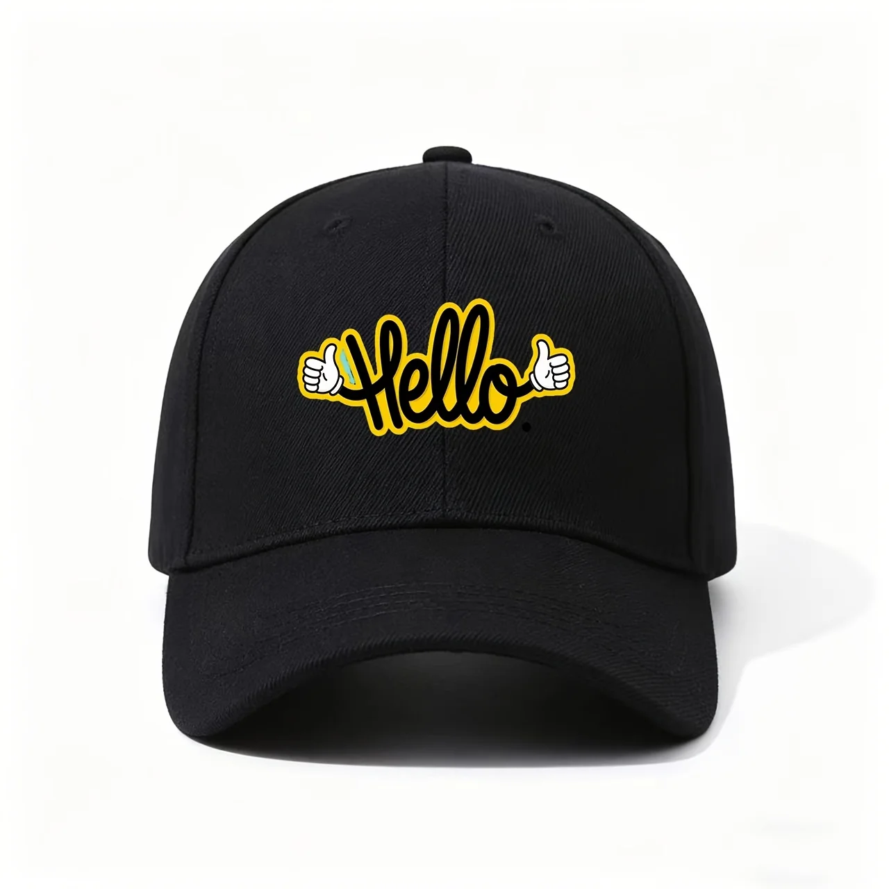 Gorra de béisbol Hello Thumbs-Up - Ajustable y ligera, ideal como regalo alegre con diseño de letras Hello y dibujo animado de pulgar hacia arriba