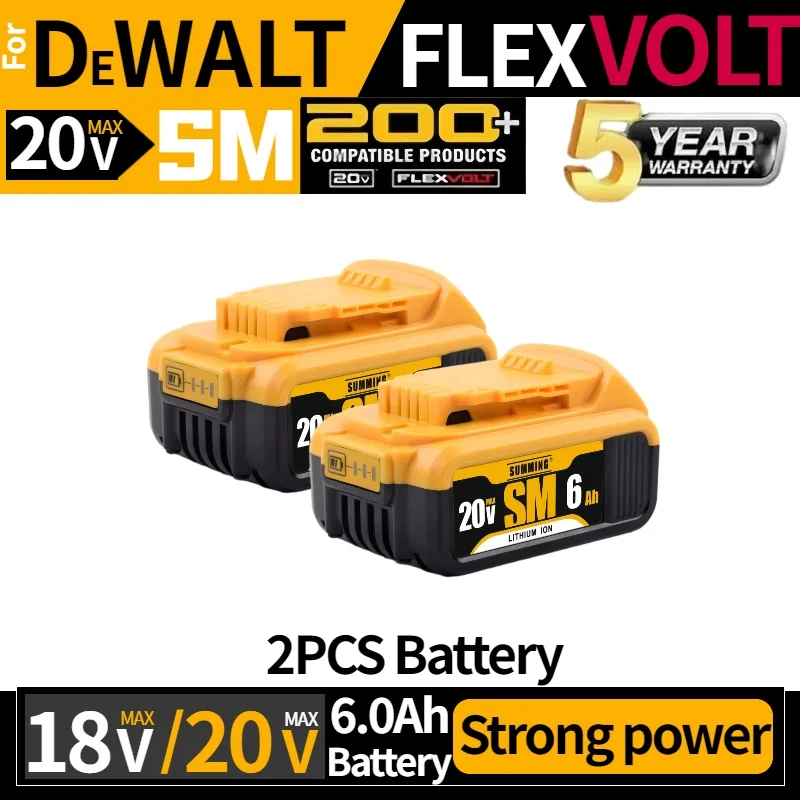 

100% Original 6Ah20V for Dewalt Power Tool Battery✅DCB206 20V 6.0Ah Battery DCB206 20V BatteryDCB205 DCB206 with Charger