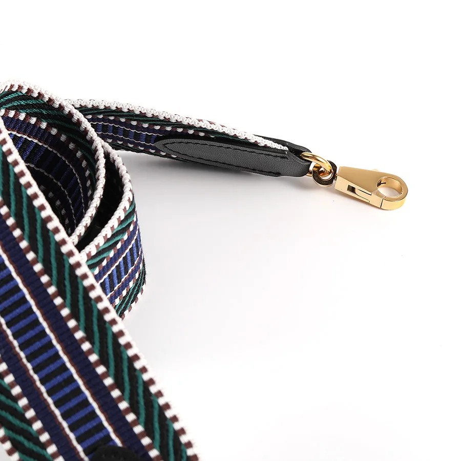 Hand-Stitched Cowhide Leather 5cm Wide Woven Canvas Shoulder Strap Bag Strap For Kelly Bag