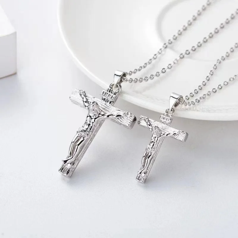 Trendy Cross Necklace For Men Jewelry 2022 New Couple Pendant Charming Jesus Necklace Women Bridal Wedding Accessories Male Gift