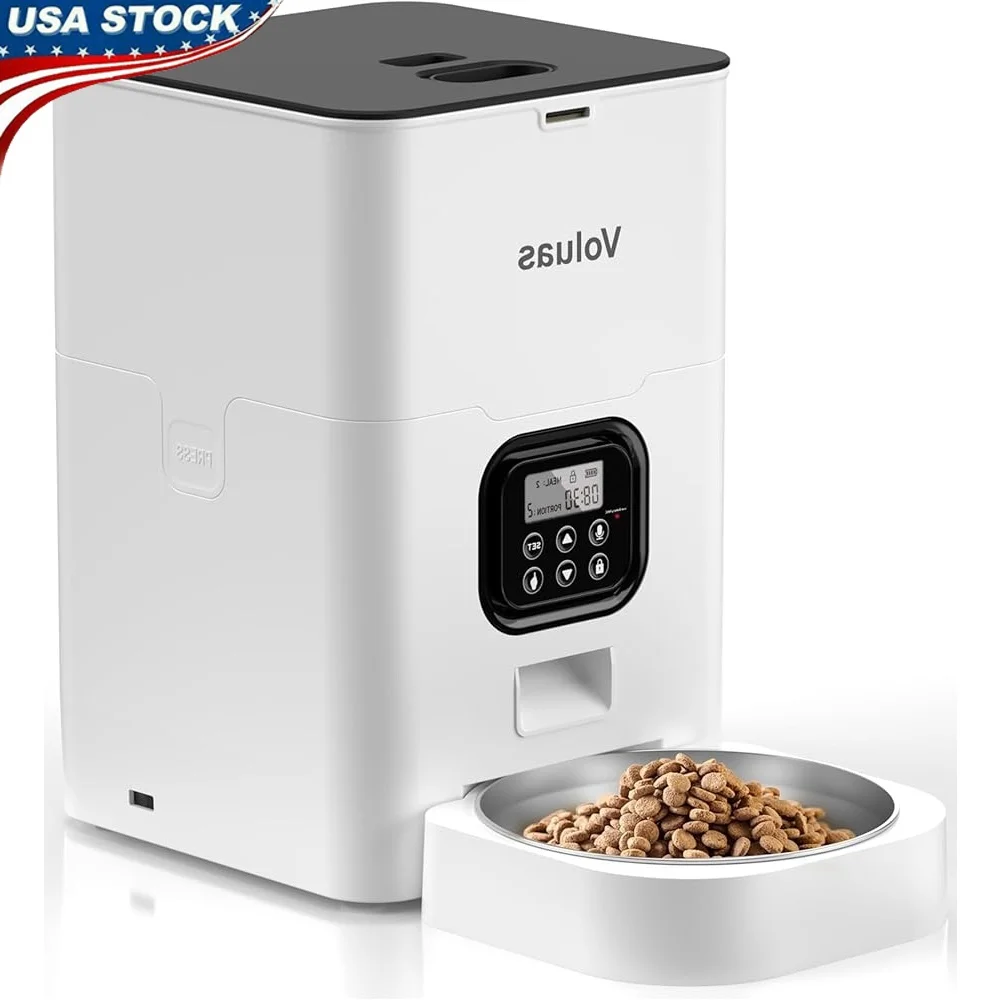 

Automatic Pet Feeder Programmable Cat Dog Food Dispenser with Portion Control 4L Storage Easy Timed Feeding