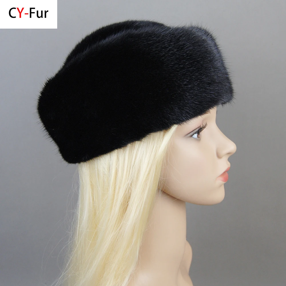 

2025 Women Winter Elegant European and American Fashion Women Fashion Real Mink Fur Cap 100% Real Natural Whole Fur Mink Fur Hat