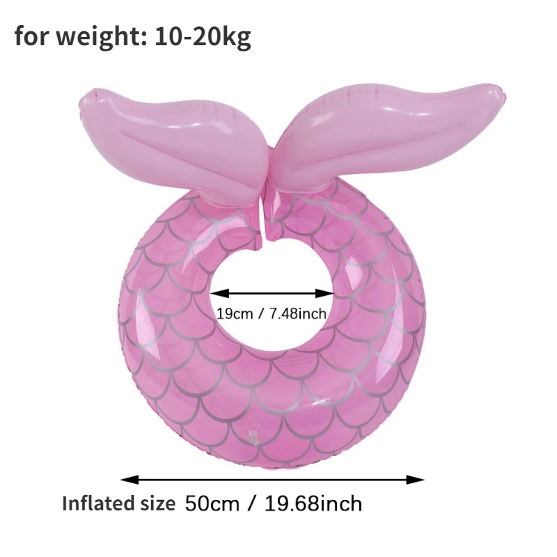 Inflatable Swimming Ring Kids Mermaid Fish Tail Shaped Pool Float Ring Inflatable Swim Accessories Funny Pool Toys Beach Tube